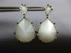 1.15CT WHITE & BLACK DIAMOND & AAA WHITE QUARTZ 14KT WHITE GOLD HANGING EARRINGS