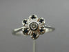 ESTATE .20CT DIAMOND & AAA SAPPHIRE 14KT WHITE GOLD CLASSIC FILIGREE FLOWER RING