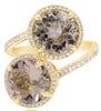 LARGE 7.38CT DIAMOND & AAA MORGANITE 14K YELLOW GOLD ROUND CRISS CROSS HALO RING