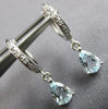 2.16CT DIAMOND & AAA AQUAMARINE 14KT WHITE GOLD PEAR SHAPE & ROUND STUD EARRINGS