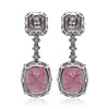 LARGE 50.65CT DIAMOND & AAA PINK SAPPHIRE & KUNZITE 18KT WHITE GOLD FUN EARRINGS