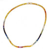22.53CT AAA MULTI COLOR SAPPHIRE 14K YELLOW GOLD CLASSIC RAINBOW TENNIS NECKLACE