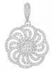 ESTATE 1.0CT DIAMOND 14KT WHITE GOLD 3D CLASSIC FLOWER FUN FLOATING PENDANT