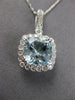 ESTATE LARGE 3.12CT DIAMOND & AAA AQUAMARINE 14KT WHITE GOLD FILIGREE PENDANT