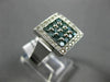 ESTATE LARGE .88CT WHITE & BLUE DIAMONDS 14KT WHITE GOLD SQUARE CLUSTER FUN RING