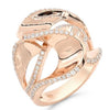 LARGE .49CT DIAMOND 18KT ROSE GOLD 3D MULTI ROW CRISS CROSS LOVE KNOT FUN RING
