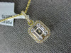 .49CT DIAMOND 18KT YELLOW GOLD 3D ROUND & BAGUETTE CLUSTER SQUARE HALO PENDANT