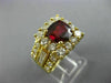 LARGE 4.1CT ROUND & BAGUETTE DIAMOND & RUBY 18K YELLOW GOLD HALO ENGAGEMENT RING