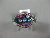 ESTATE 1.63CT DIAMOND & MULTI GEM 14KT ROSE GOLD 3D CLUSTER WAVE FRIENDSHIP RING
