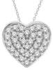 ESTATE 0.1CT DIAMOND 14KT WHITE GOLD CLASSIC SMALL PAVE HEART FLOATING PENDANT