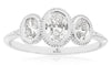 .75CT DIAMOND 14K WHITE GOLD CLASSIC OVAL 3 STONE BEZEL FILIGREE ENGAGEMENT RING