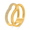 .30CT DIAMOND 14K YELLOW GOLD CLASSIC 3 ROW DOUBLE BAND V SHAPE ANNIVERSARY RING