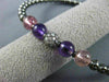ESTATE .60CT DIAMOND AMETHYST & PINK QUARTZ 14KT BLACK GOLD 3D BANGLE BRACELET