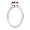 1.39CT DIAMOND & AAA RUBY 18KT WHITE GOLD 3D OVAL & ROUND HALO ENGAGEMENT RING