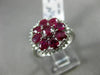 ESTATE LARGE 1.80CT DIAMOND & AAA RUBY 18KT WHITE GOLD 3D HALO FLOWER LOVE RING