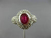 ESTATE WIDE 2.35CT DIAMOND & RUBY 14KT WHITE GOLD 3D BEZEL HALO ENGAGEMENT RING