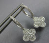 1.37CT DIAMOND 18KT WHITE GOLD 3D CLASSIC 4 LEAF CLOVER FLOWER HANGING EARRINGS