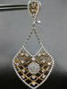 EXTRA LARGE 2.91CT DIAMOND 18K WHITE & ROSE GOLD FLOWER CLIP ON HANGING EARRINGS