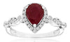 1.37CT DIAMOND & AAA RUBY 14K WHITE GOLD PEAR SHAPE & ROUND HALO ENGAGEMENT RING