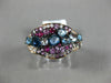 ESTATE 1.63CT DIAMOND & MULTI GEM 14KT ROSE GOLD 3D CLUSTER WAVE FRIENDSHIP RING