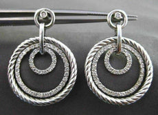 ESTATE LARGE 1.0CT DIAMOND 14KT WHITE GOLD CIRCLE OF LIFE ETOILE HOOP EARRINGS