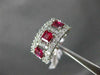 ANTIQUE WIDE 1.82CT DIAMOND & AAA RUBY 14K WHITE GOLD 3D ANNIVERSARY RING #19518