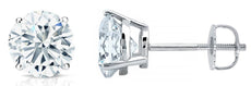 ESTATE 1.70CT DIAMOND 14KT WHITE GOLD SOLITAIRE 4 PRONG SCREWBACK STUD EARRINGS