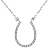 ESTATE .12CT DIAMOND 14KT WHITE GOLD 3D CLASSIC LUCKY HORSE SHOE FUN NECKLACE