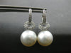 ESTATE LARGE .57CT DIAMOND & TAHITIAN PEARL 18KT WHITE GOLD LOVE KNOT HANGING EARRINGS