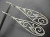 LONG 1.47CT DIAMOND 18KT WHITE GOLD FILIGREE FLOWER LEVER BACK HANGING EARRINGS
