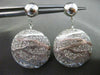 ESTATE LARGE 1.10CT DIAMOND 14KT WHITE GOLD 3D STRIPED CIRCULAR HANGING EARRINGS