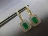 2.2CT DIAMOND & AAA EMERALD 14KT 2 TONE GOLD 3D SQUARE LEVERBACK EARRINGS #28137