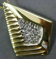 ESTATE LARGE .26CT DIAMOND 14KT WHITE & YELLOW GOLD TRIANGULAR FLOATING PENDANT