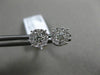 ESTATE .64CT DIAMOND 18K WHITE GOLD 3D SOLITAIRE HALO CLUSTER STUD EARRINGS F/G