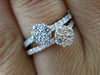 ESTATE .84CT DIAMOND 18KT WHITE & ROSE GOLD 3D DOUBLE FLOWER CLUSTER FUN RING