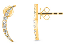ESTATE .40CT DIAMOND 14KT YELLOW GOLD 3D ROUND CLASSIC MOON STUD FUN EARRINGS