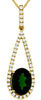 1.53CT DIAMOND & AAA RUSSALITE 14KT YELLOW GOLD 3D OVAL & ROUND FLOATING PENDANT