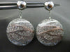 ESTATE LARGE 1.10CT DIAMOND 14KT WHITE GOLD 3D STRIPED CIRCULAR HANGING EARRINGS
