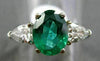 ESTATE 2.20CT DIAMOND & AAA EMERALD 14KT WHITE GOLD 3 STONE ENGAGEMENT RING