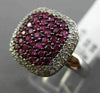 EFFY WIDE 1.48CT DIAMOND & AAA RUBY 14KT WHITE GOLD 3D SQUARE PAVE LEAF FUN RING