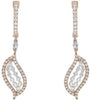 1.0CT DIAMOND 18KT WHITE & ROSE GOLD DOUBLE LEAF LEVERBACK FUN HANGING EARRINGS