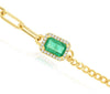 .63CT DIAMOND & AAA EMERALD 14KT YELLOW GOLD ROUND & EMERALD CUT SQUARE BRACELET