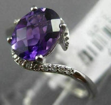 ESTATE 1.32CT DIAMOND & AAA AMETHYST 18K WHITE GOLD INFINITY OVAL SWIRL FUN RING