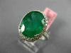 ESTATE LARGE 6.74CT DIAMOND & AAA EMERALD 18K WHITE GOLD 3D HALO ENGAGEMENT RING