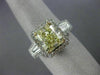 LARGE 3.82CT WHITE & FANCY YELLOW CUSHION DIAMOND 14K WHITE GOLD ENGAGEMENT RING