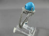 ESTATE WIDE 1.11CT DIAMOND & AAA TURQUOISE 14KT WHITE GOLD HALO FUN RING #18927