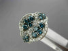 ESTATE WIDE 2.0CT ROUND WHITE & FANCY BLUE DIAMOND 14K WHITE GOLD 3D FLOWER RING