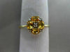 ESTATE .65CT ROUND DIAMOND & AAA OVAL CITRINE 14K YELLOW GOLD FLOWER SQUARE RING