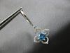 .87CT DIAMOND & AAA BLUE TOPAZ 14KT WHITE GOLD PRINCESS & ROUND HANGING EARRINGS