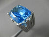 ESTATE MASSIVE 32.69CT DIAMOND & AAA BLUE TOPAZ 14KT WHITE GOLD 3D NEW YORK RING